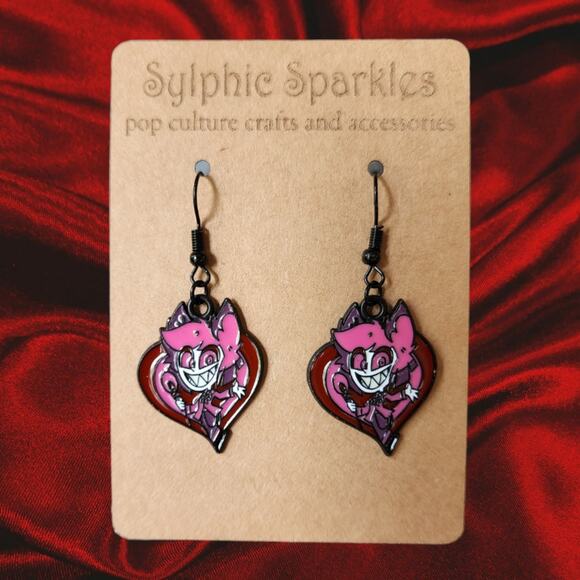 Alastor Hazbin Hotel Enamel Charm Earrings - Picture 1 of 2